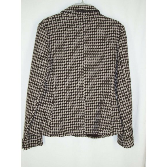 Lands End Houndstooth Wool Blazer 12 L Jacket Gray Black Lined - Picture 6 of 7